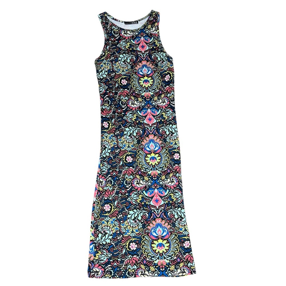 PRIMARK ATMOSPHERE Multi Paisley Print Tank Bodycon Midi Dress Black Sz 6 UK 10